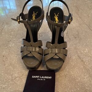 Saint Laurent Women's Taupe Heeled Sandals